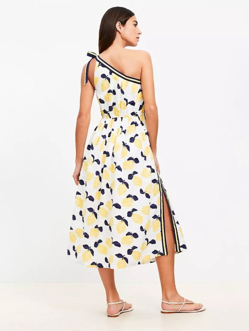 New! Loft Lemon Tie One Shoulder Midi Dress Size 2 54493 - Picture 12 of 16